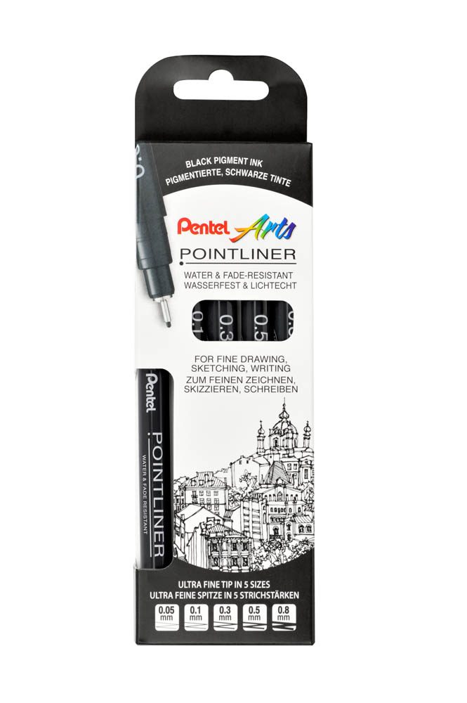 Pentel Pointliner Fineliner-Set schwarz, 1 Set | Printus