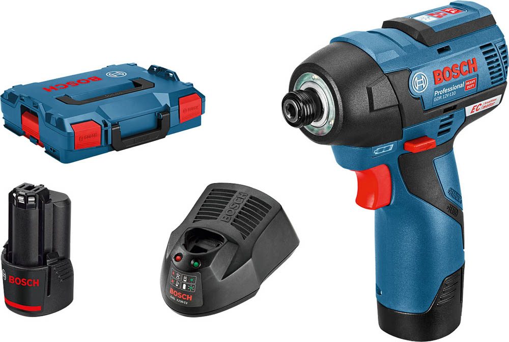 BOSCH Professional GDR 12V 110 Akku Drehschlagschrauber Set 12 0 V mit 2 Akkus